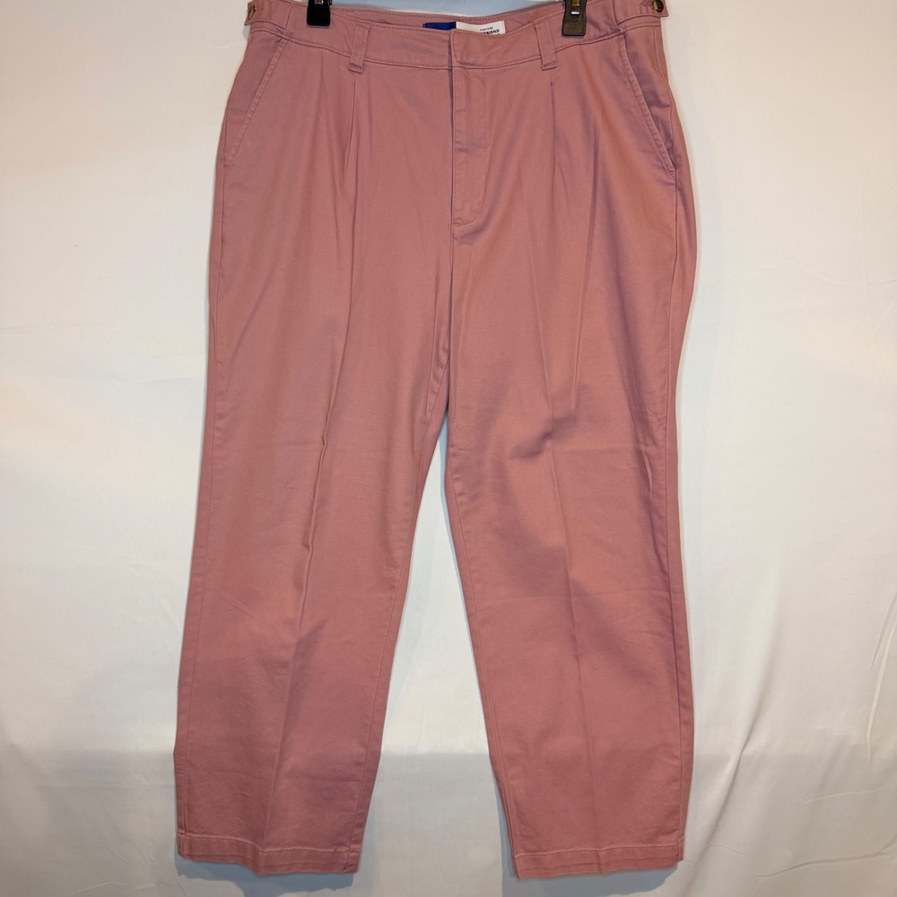 Old Navy High-Rise Boyfriend Adjustable Waist Chino Pants Pink 14